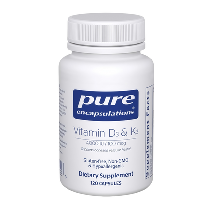 Pure Encapsulations Vitamin D3 & K2 - Bone & Vascular Health Support - Immune Function* - Gluten Free - Non-GMO - 120 Capsules